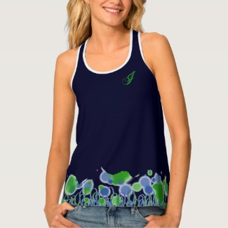 LavishlyOn Blue Green Splatter Edge Spray Paint  Tank Top