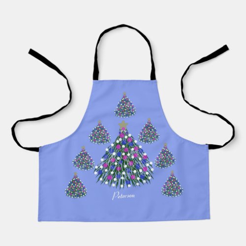 LavishlyOn Blue Purple Pink White Christmas Tree Apron