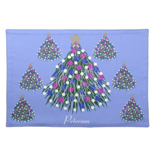 LavishlyOn Blue Purple Pink White Christmas Tree C Cloth Placemat