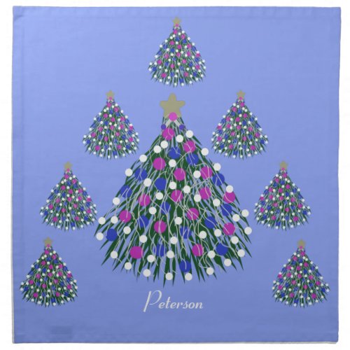 LavishlyOn Blue Purple Pink White Christmas Tree Cloth Napkin