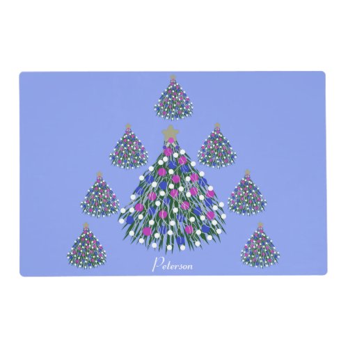 LavishlyOn Blue Purple Pink White Christmas Tree Placemat