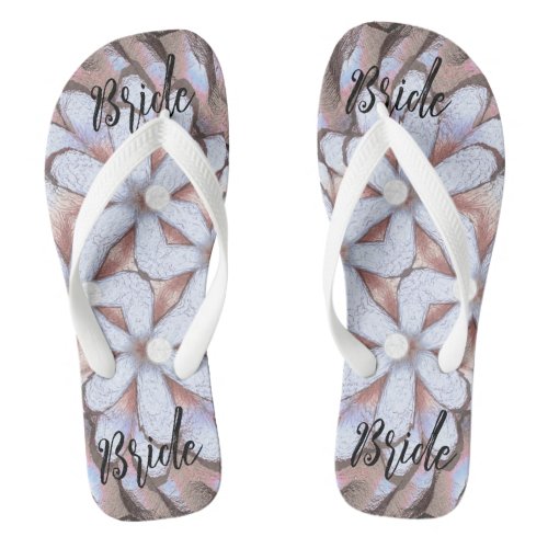 LavishlyOn Bride or Maid Beige Shell Lei Flower Flip Flops