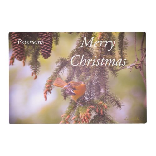 LavishlyOn Christmas Robin Red Breast Pine Tree  Placemat