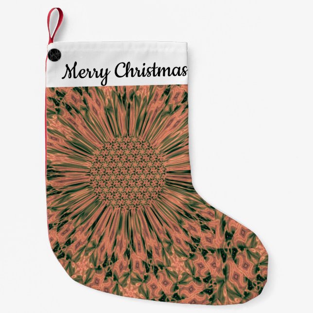 LavishlyOn Customizable Country Peach Green Bloom Small Christmas Stocking (Front)