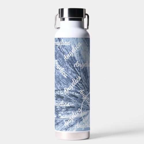 LavishlyOn Denim Blue White Stonewashed Daisy Water Bottle