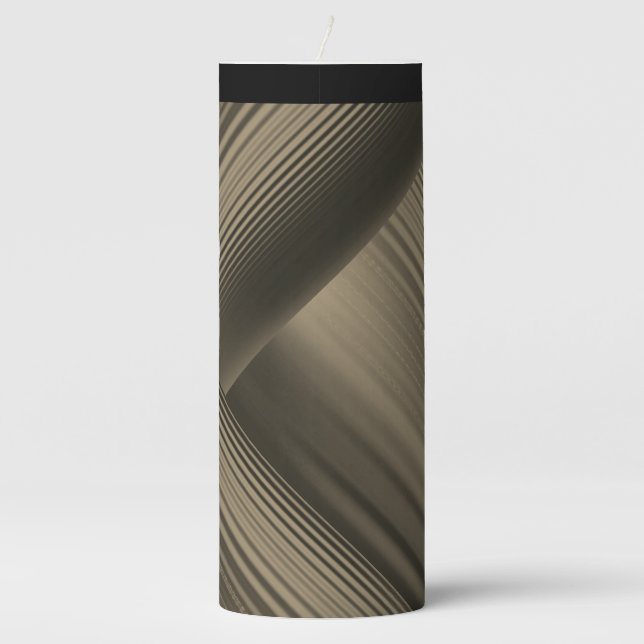 LavishlyOn Elegant Twisted Black Grey Gold Pillar Candle (Front)