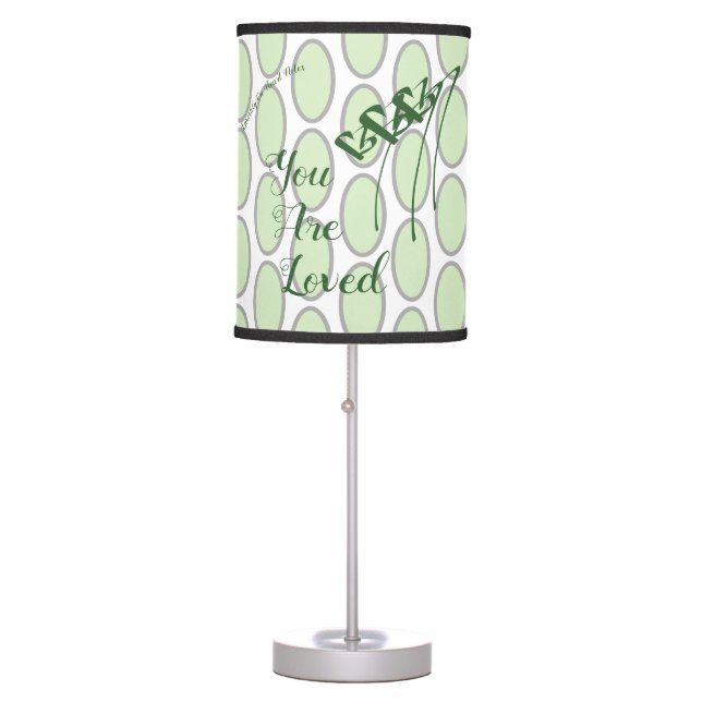 LavishlyOn Green You Are Loved Heart Notes Table L Table Lamp (Front)