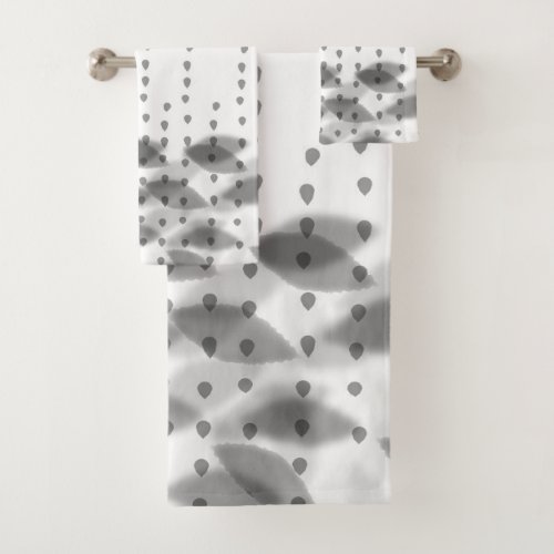 LavishlyOn Grey Black White Rain Drop Puddles Bath Towel Set