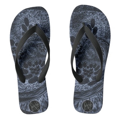 LavishlyOn Modern Blue Denim Paisley Swirl Bubble Flip Flops