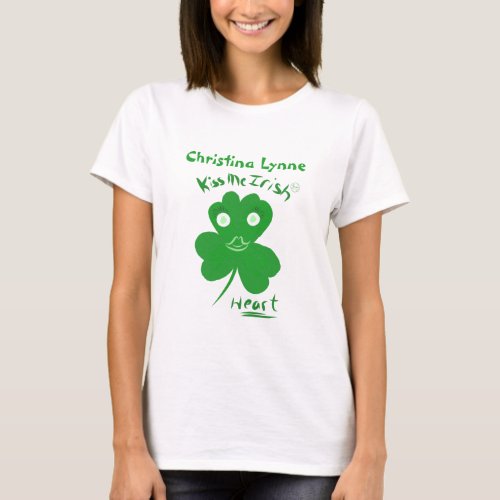 LavishlyOn Monogram Irish Heart Shamrock Clover T_Shirt