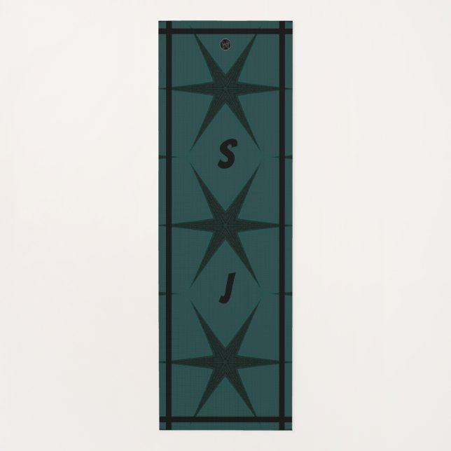 LavishlyOn Monogram Men's Aqua Starfish Yoga Mat (Front)