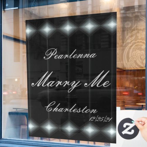 LavishlyOn Monogram Wedding Diamond Light Marry Me Window Cling