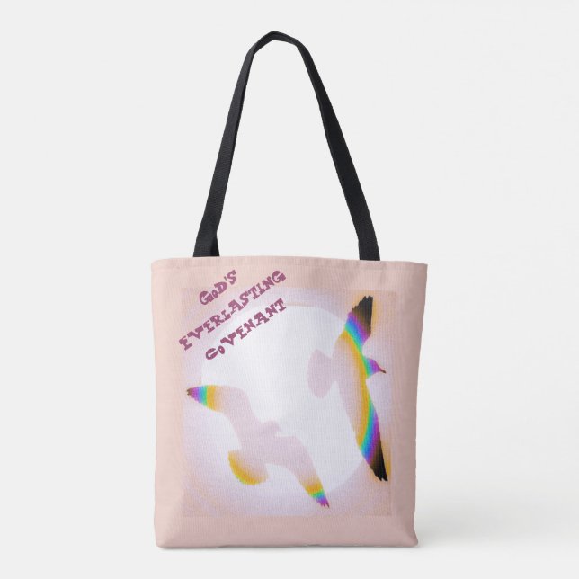 LavishlyOn Rainbow Birds Sun Sky Tote Bag (Back)