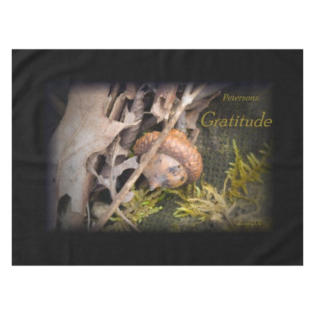 LavishlyOn Thanksgiving Gratitude  Leaves Acorn  Tablecloth (Front (Horizontal))