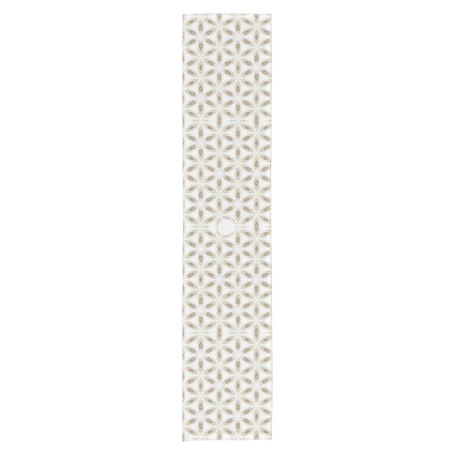 LavishlyOn Winter Snowflake Gold On White Short Table Runner (Front)