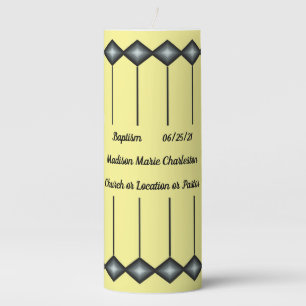 LavishlyOn Yellow/Black Diamond Baptismal Pillar Candle
