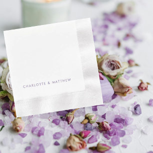 Lavnder Personalized Names Coined Wedding Napkins