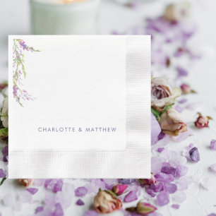 Lavnder Wildflowers Personalized Names Wedding Napkins