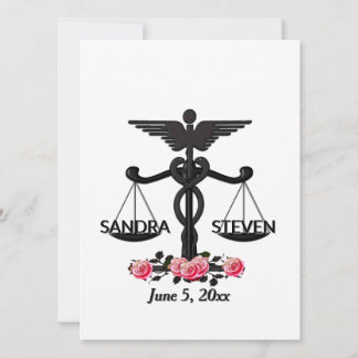 Law and Medicine Union Pink Roses Invitation