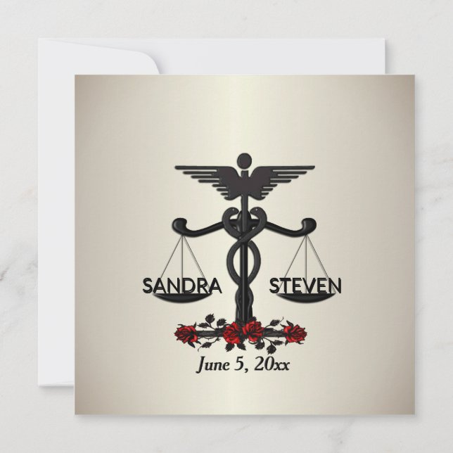 Law and Medicine Union Red Rose Invitation (Back)