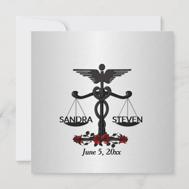 Law and Medicine Union Red Rose Invitation (Back)