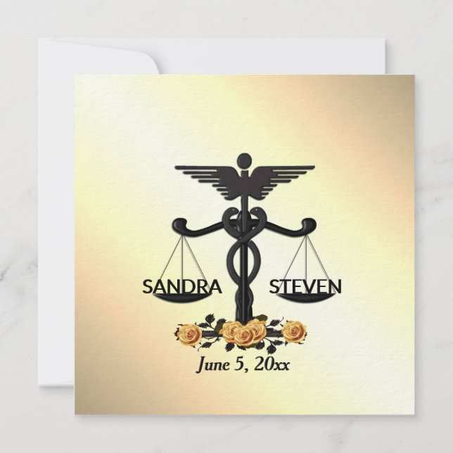 Law and Medicine Union Yellow Rose Invitation (Back)