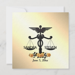 Law and Medicine Union Yellow Rose Invitation