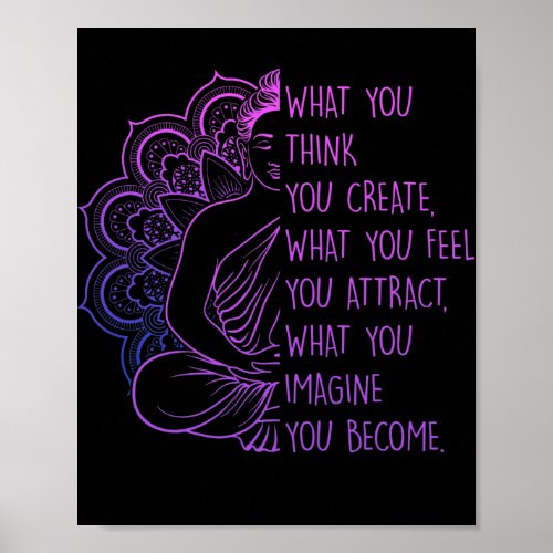 Law Attraction Spiritual Buddha Meditation Quote Poster