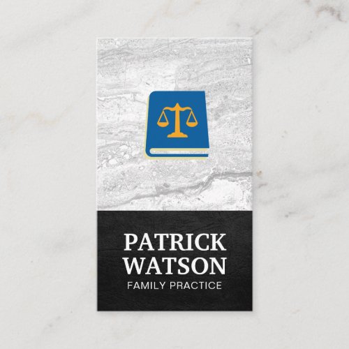 Law Book  Justice Scales  Slate Business Card