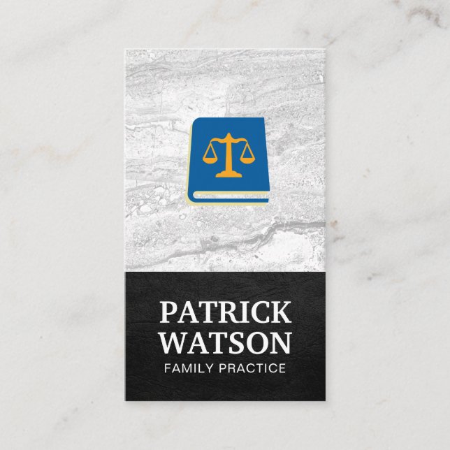 Law Book | Justice Scales | Slate Business Card (Front)