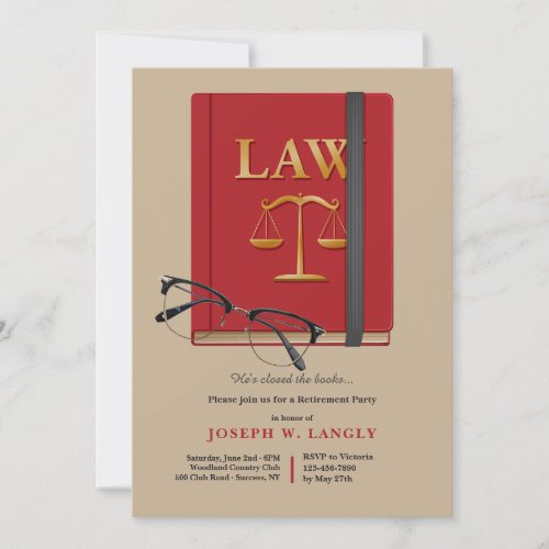 Law Book Retirement Party Invitation