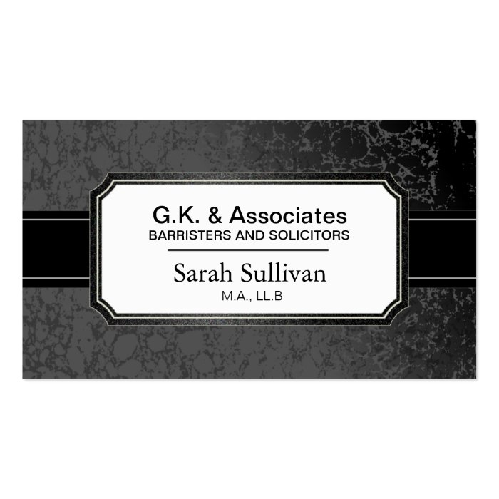 Law Business Card   Black Stylish Lawyer Attorney