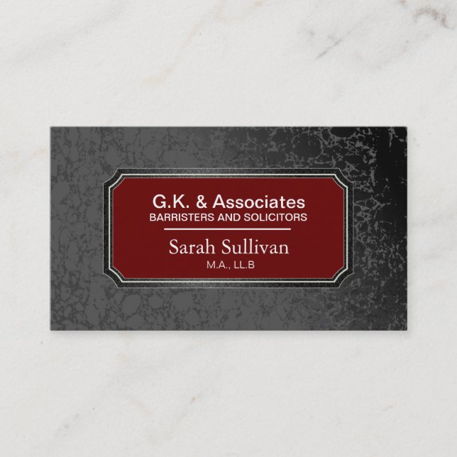 Law Business Card - Black Stylish Lawyer Attorney (Front)