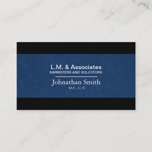 Customizable Law Business Card - Blue & Black Lawyer Attorney