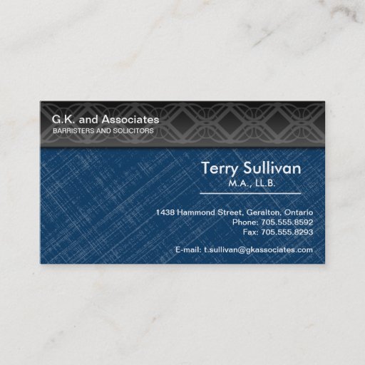 Customizable Law Business Card - Blue Grey Black Professional