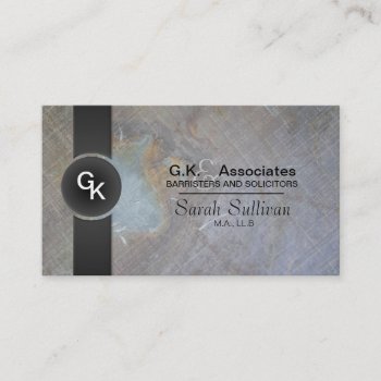 Law Business Card - Grey Black Monogram Stylish by OLPamPam at Zazzle