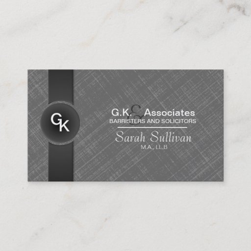 Customizable Law Business Card - Grey Black Monogram Stylish