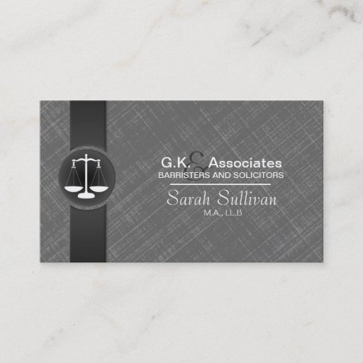 Customizable Law Business Card Grey Black Stylish Scale Justice