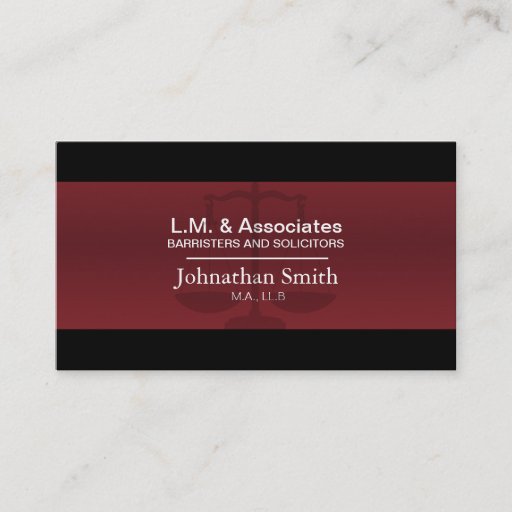 Customizable Law Business Card - Red &amp; Black Lawyer Attorney