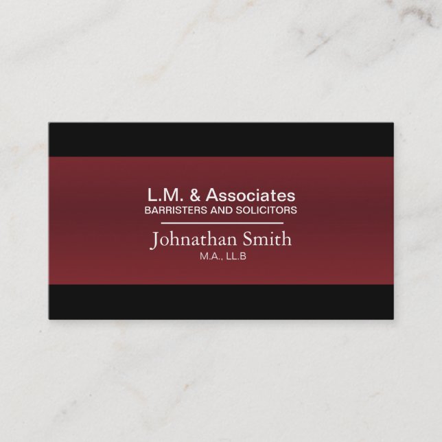 Law Business Card - Red & Black Lawyer Attorney (Front)