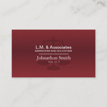 Law Business Card - Red & Black Lawyer Attorney by OLPamPam at Zazzle