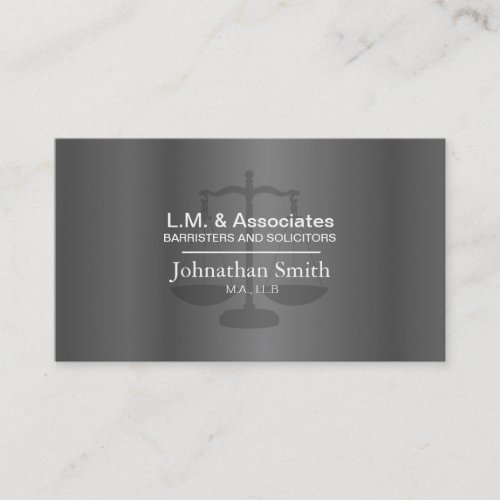 Law Business Card - Silver &amp; Black Lawyer Attorney