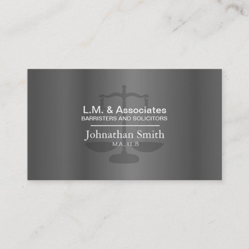 Customizable Law Business Card - Silver & Black Lawyer Attorney