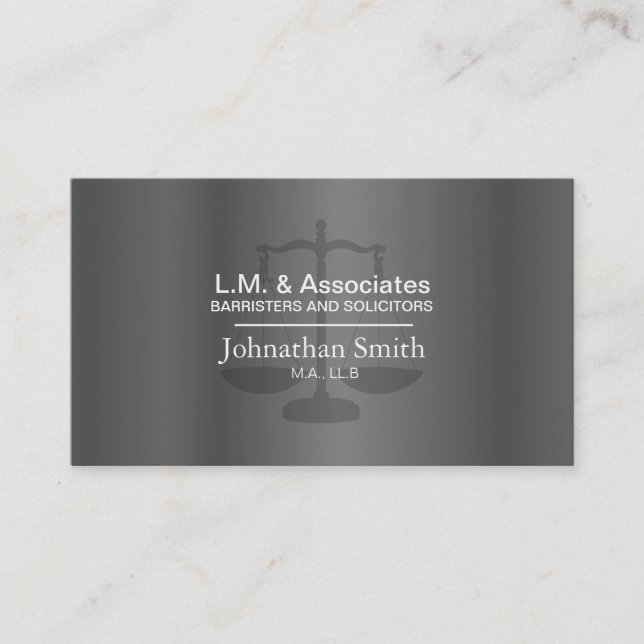 Law Business Card - Silver & Black Lawyer Attorney (Front)