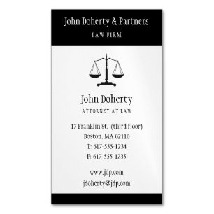 Law Classy Black Scales of Justice Business Card Magnet