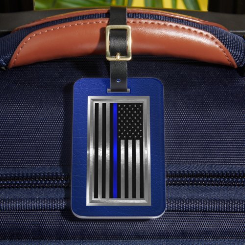 Law Enforcement American Flag Blue Stripe Luggage Tag