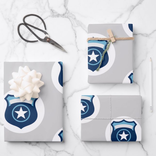 Law Enforcement Badge Wrapping Paper Sheets (Front)