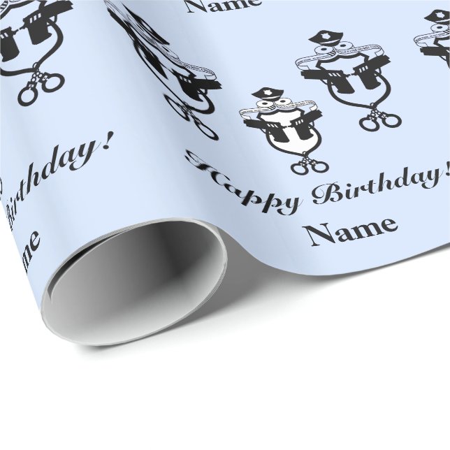 Law Enforcement Birthday Wrapping Paper  Customize (Roll Corner)