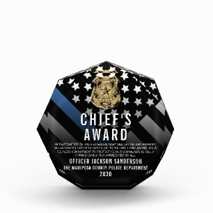 Law Enforcement Blue Line Logo Police Chief Acrylic Award