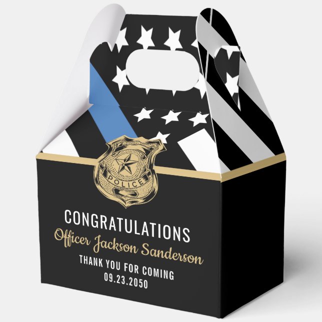 Law Enforcement Blue Line Police Retirement Party Favor Boxes (Back)